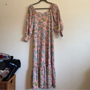 Smith & Quinn Marigold Midi Dress small garden party Floral Puff Sleeve Boho